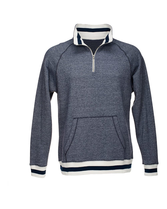 Men's Peppered Fleece Quarter-Zip Sweatshirt - Front - B33428764 - Navy Pepper