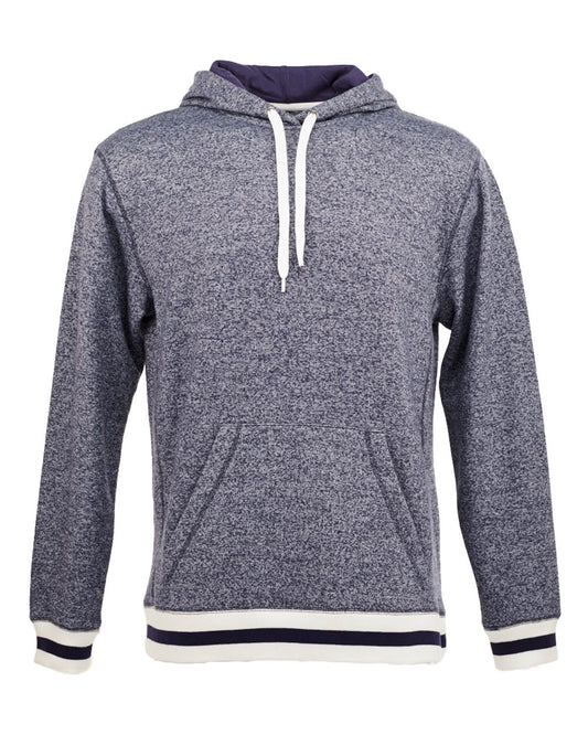 Unisex Peppered Fleece Lapover Hooded Sweatshirt - Front - B33728768 - Navy Pepper