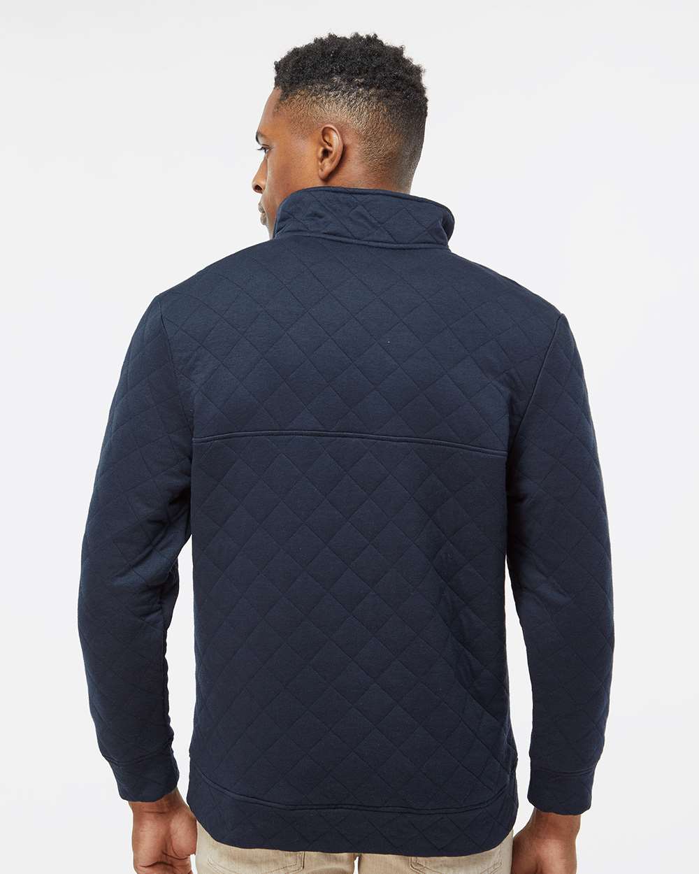 Men's Quilted Snap Pullover - OnModelBack - B11428653 - Navy