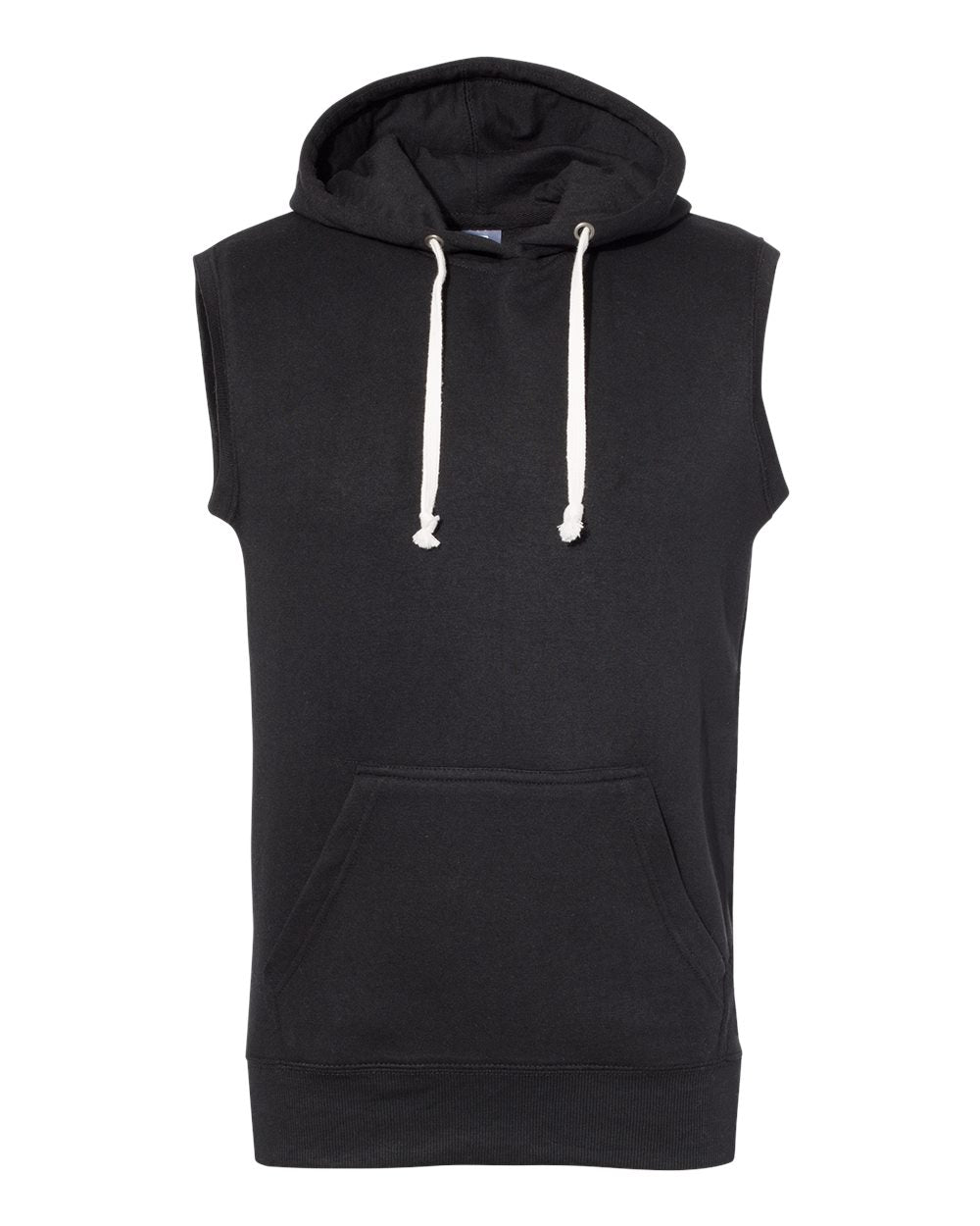 Men's Triblend Sleeveless Hooded Sweatshirt - Front - B11628003 - Solid Black