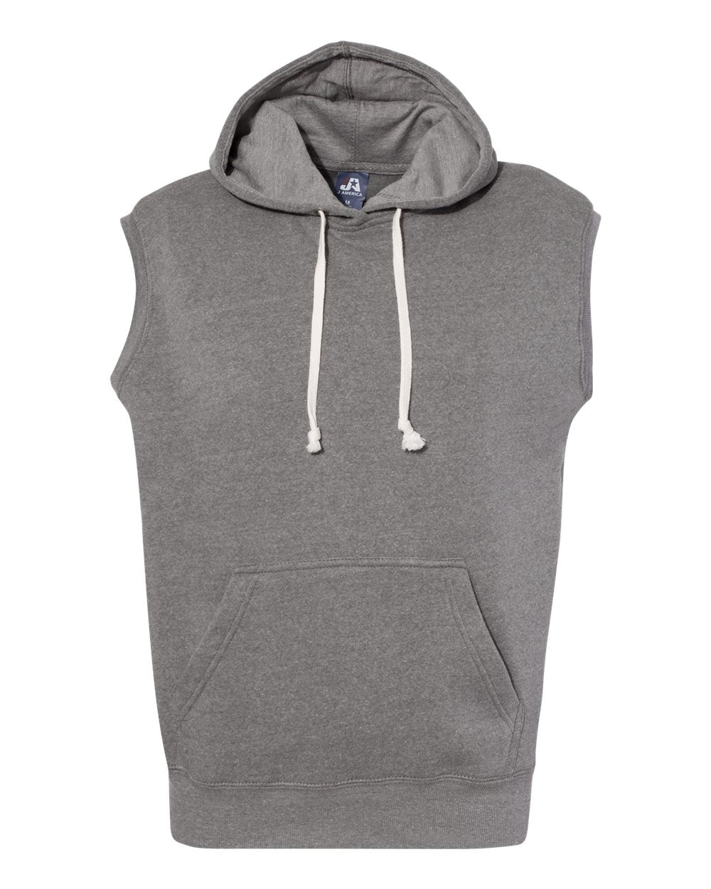 Men's Triblend Sleeveless Hooded Sweatshirt - Front - B11628093 - Smoke Triblend