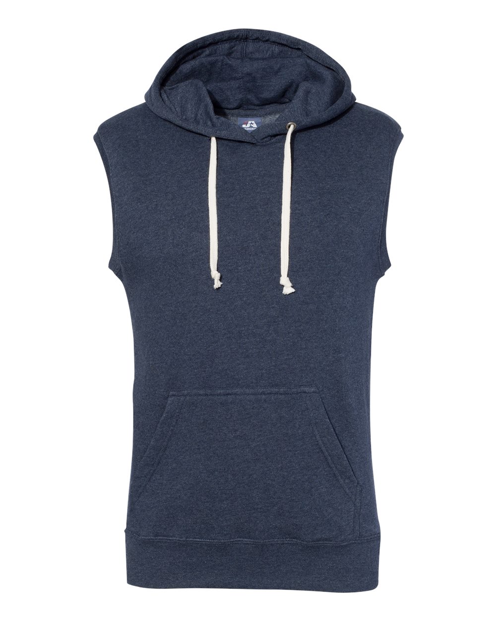 Men's Triblend Sleeveless Hooded Sweatshirt - Front - B11628653 - True Navy Triblend