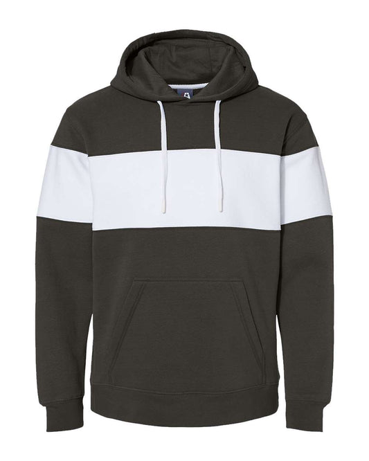 Men's Varsity Fleece Colorblocked Hooded Sweatshirt - Front - B05828502 - Black