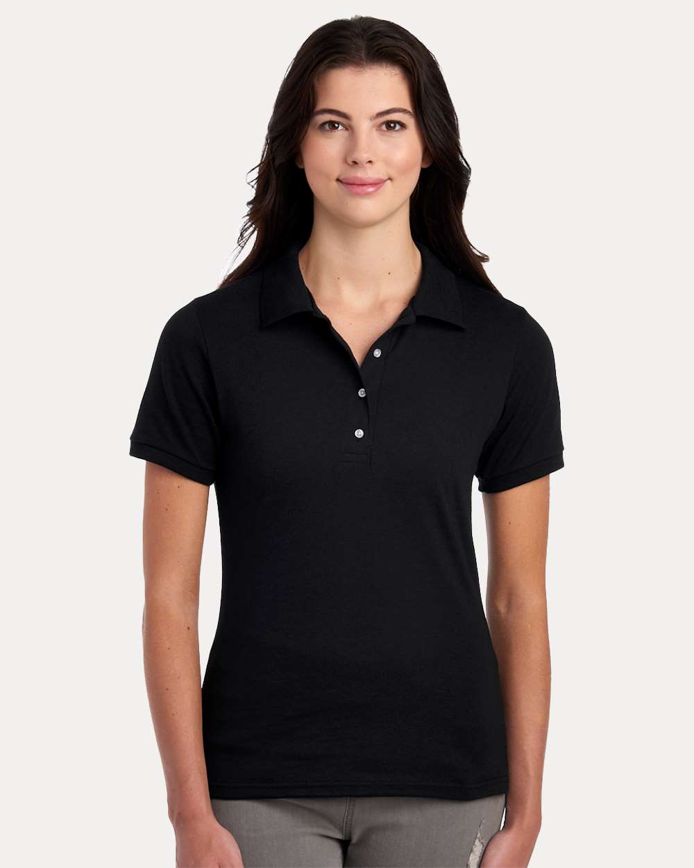 Women's Dri-Power® Polo - OnModelFront - B02435503 - Black