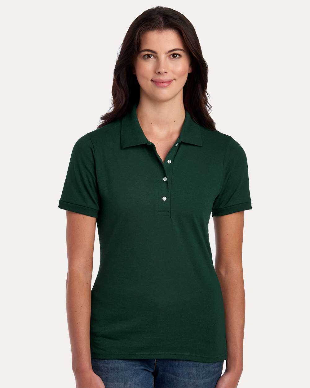 Women's Dri-Power® Polo - OnModelFront - B02435543 - Forest Green