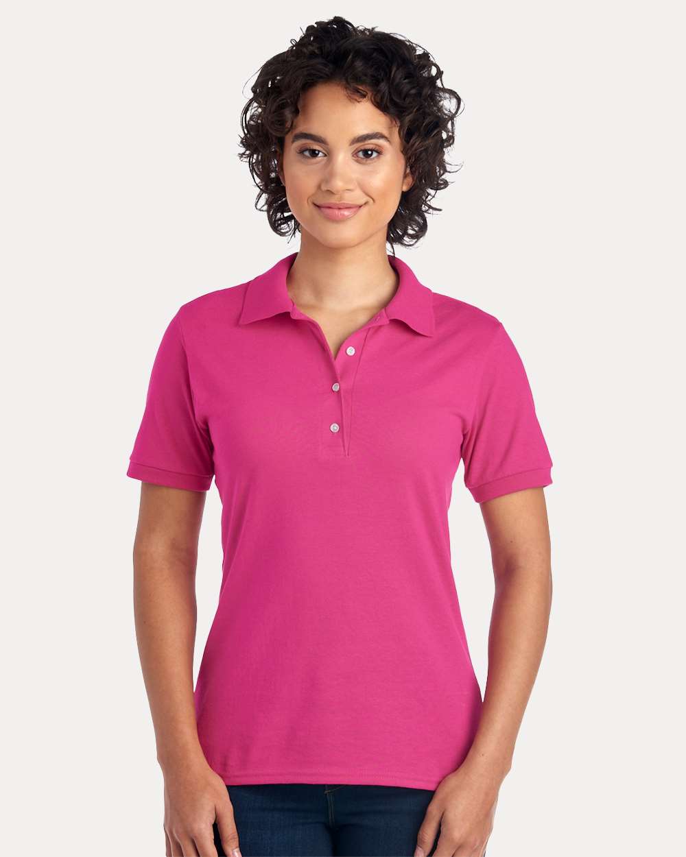 Women's Dri-Power® Polo - OnModelFront - B02435693 - Cyber Pink