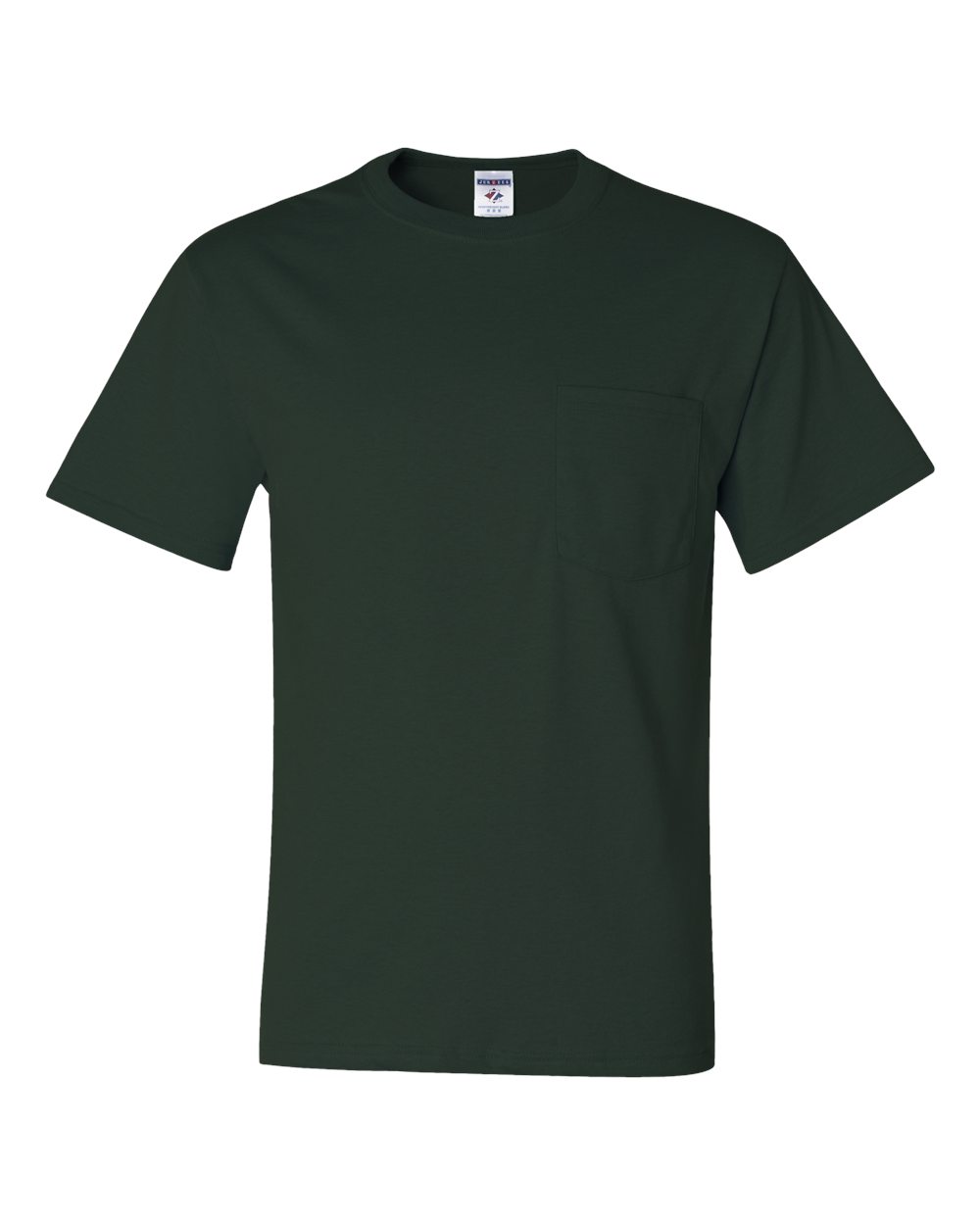 Unisex Dri-Power® 50/50 Pocket T-Shirt - Front - B07235543 - Forest Green