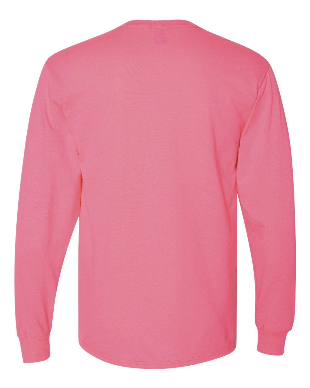 Men's Dri-Power® Long Sleeve 50/50 T-Shirt - Back - B07635033 - Neon Pink