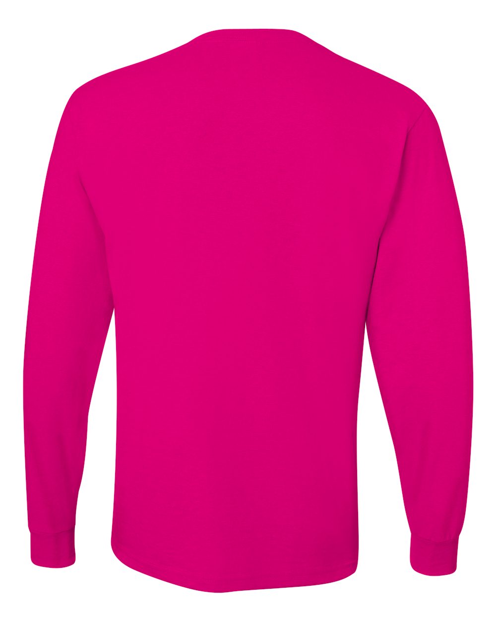 Men's Dri-Power® Long Sleeve 50/50 T-Shirt - Back - B07635693 - Cyber Pink