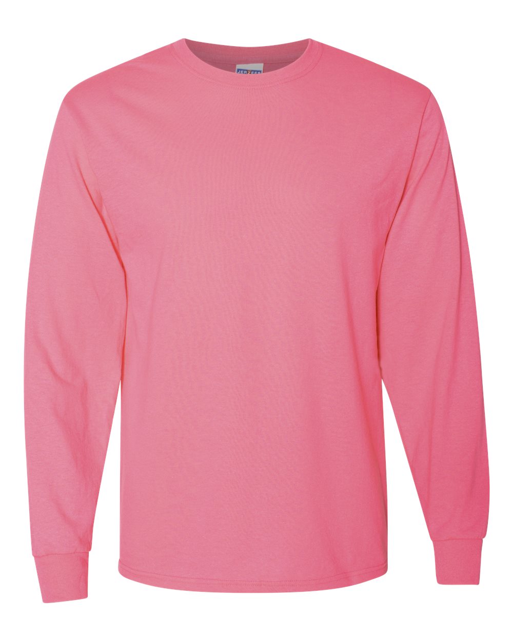 Men's Dri-Power® Long Sleeve 50/50 T-Shirt - Front - B07635033 - Neon Pink