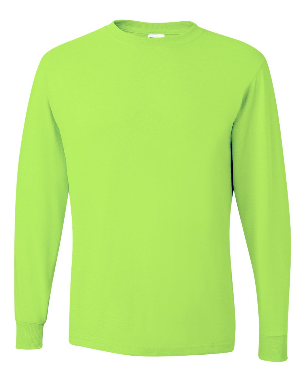 Men's Dri-Power® Long Sleeve 50/50 T-Shirt - Front - B07635163 - Safety Green