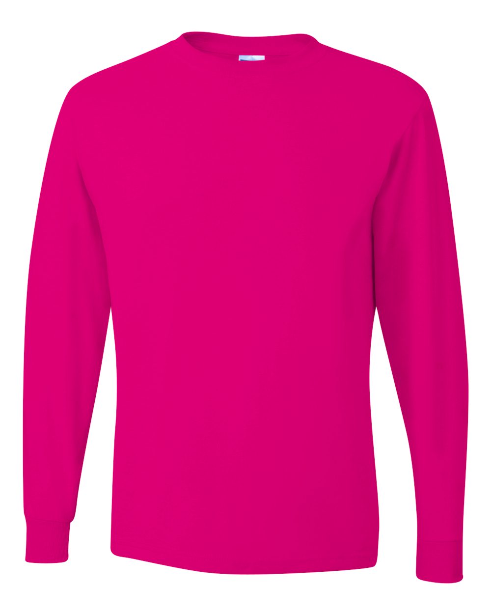 Men's Dri-Power® Long Sleeve 50/50 T-Shirt - Front - B07635693 - Cyber Pink