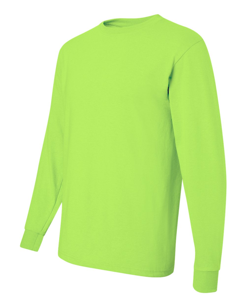 Men's Dri-Power® Long Sleeve 50/50 T-Shirt - Side - B07635163 - Safety Green