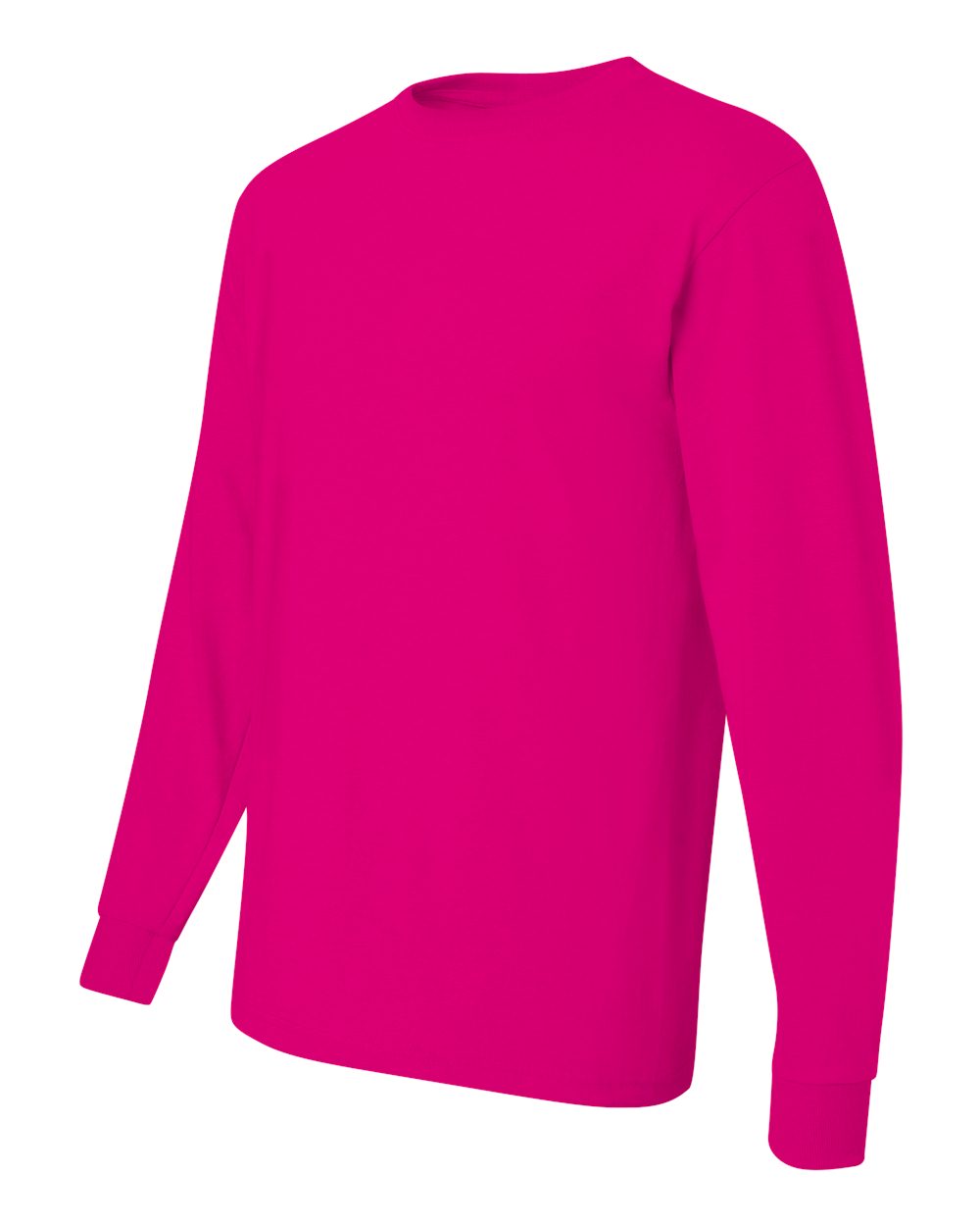 Men's Dri-Power® Long Sleeve 50/50 T-Shirt - Side - B07635693 - Cyber Pink