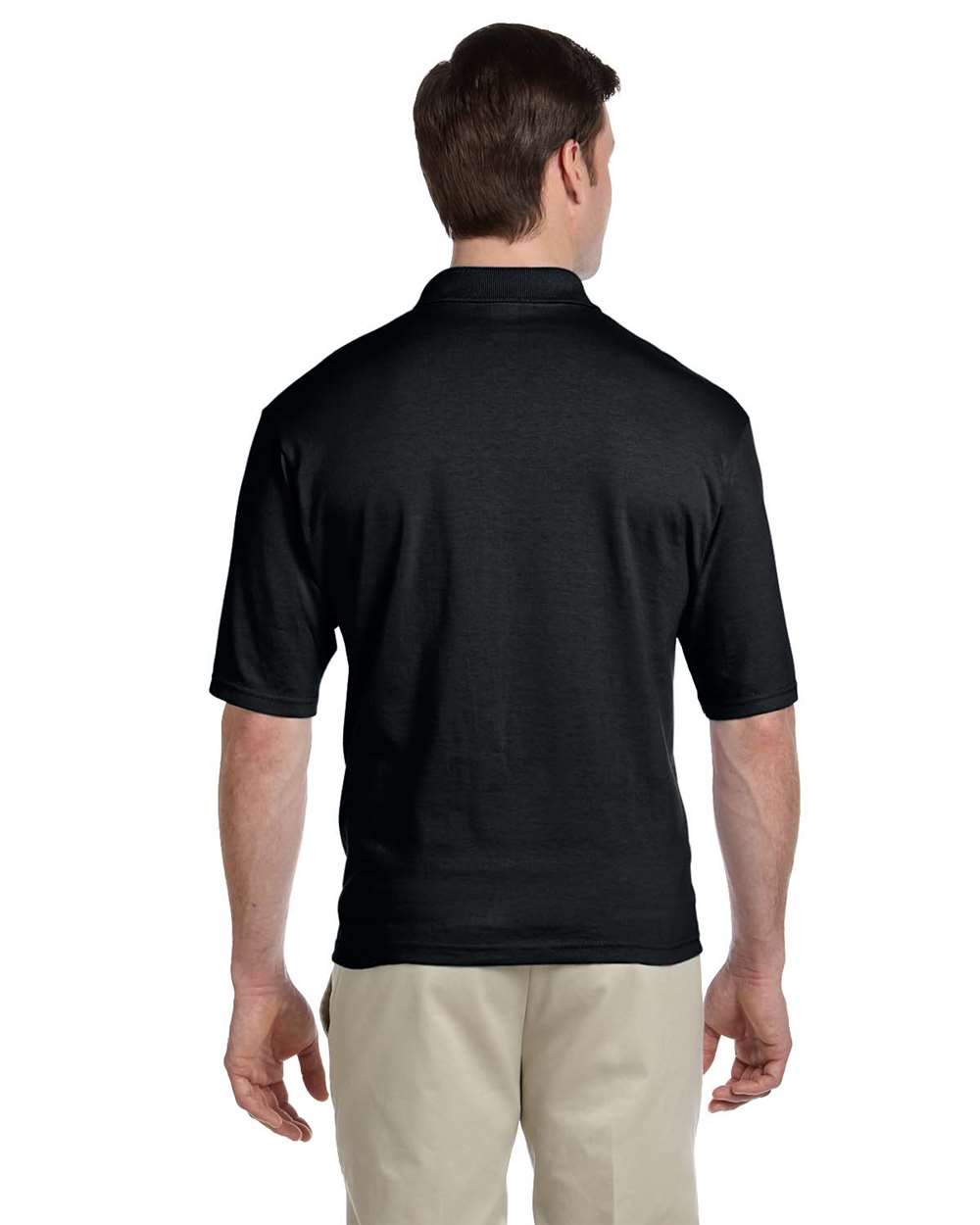 Men's SpotShield® 50/50 Polo with Pocket - OnModelBack - B12035503 - Black
