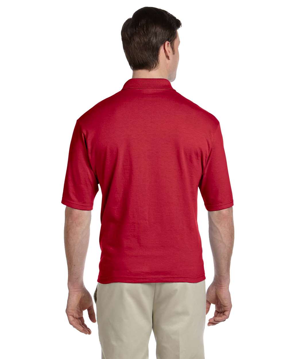 Men's SpotShield® 50/50 Polo with Pocket - OnModelBack - B12035703 - True Red