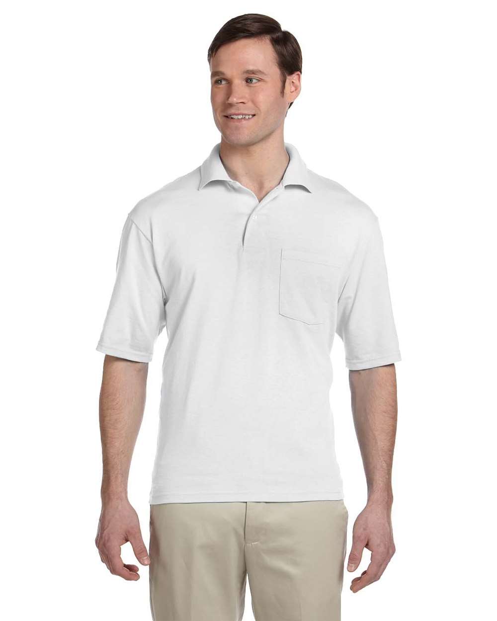 Men's SpotShield® 50/50 Polo with Pocket - OnModelFront - B12035003 - White