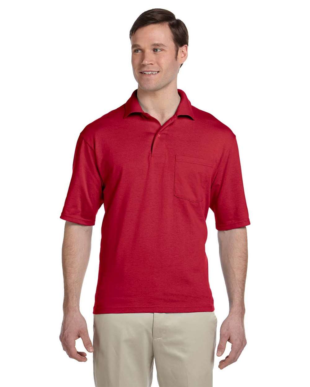 Men's SpotShield® 50/50 Polo with Pocket - OnModelFront - B12035703 - True Red