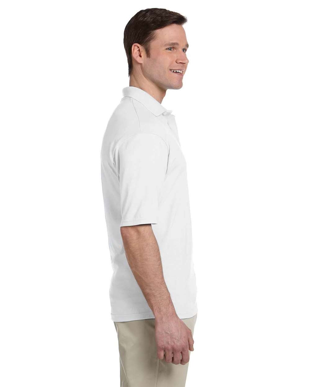 Men's SpotShield® 50/50 Polo with Pocket - OnModelSide - B12035003 - White