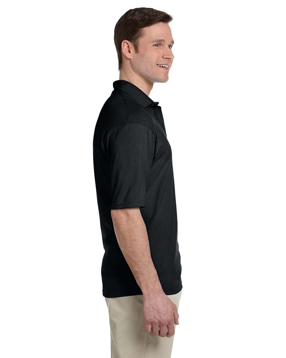 Men's SpotShield® 50/50 Polo with Pocket - OnModelSide - B12035503 - Black