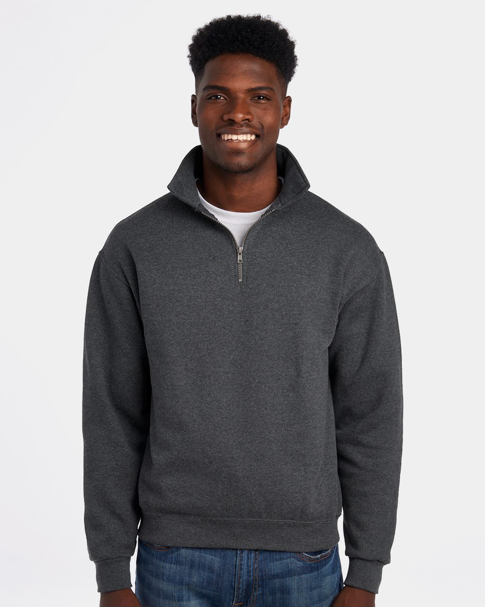 Unisex Super Sweats NuBlend® Quarter-Zip Cadet Collar Sweatshirt - styleImage