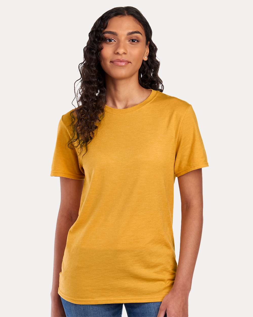 Premium Blend Ring-Spun T-Shirt - OnModelFront - B52035403 - Mustard Heather