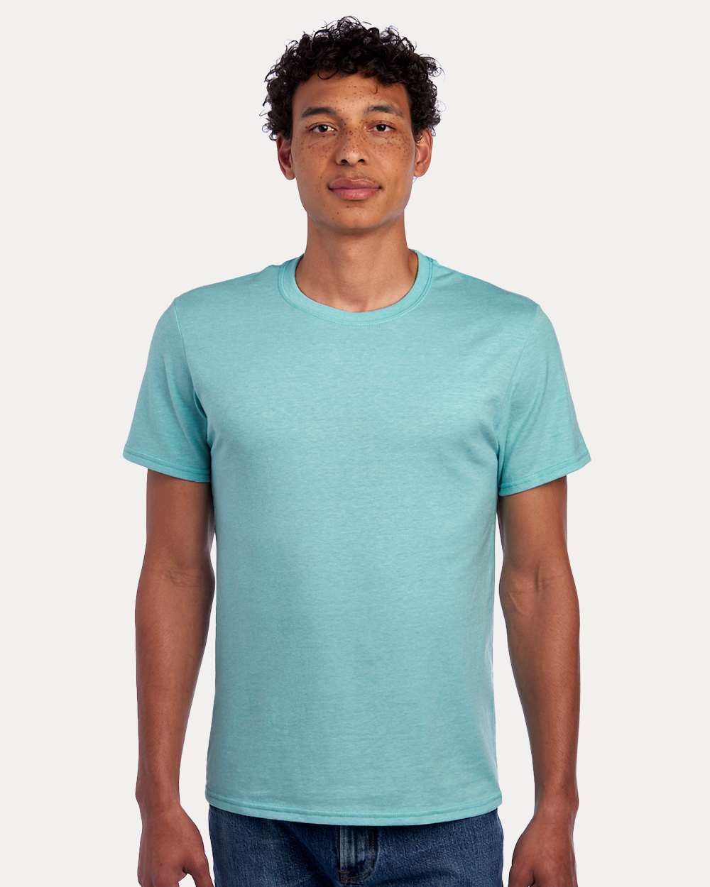 Premium Blend Ring-Spun T-Shirt - OnModelFront - B52035963 - Simply Aqua Heather