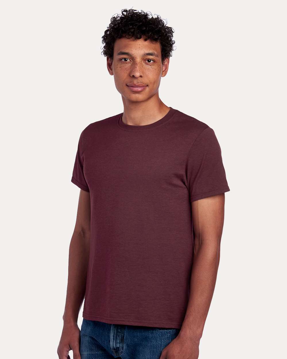 Premium Blend Ring-Spun T-Shirt - OnModelSide - B52035533 - Maroon Heather