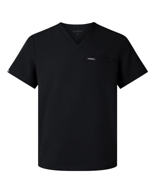 Men's Platt 3-Pocket Scrub V-Neck Top - Front - B00145502 - Black
