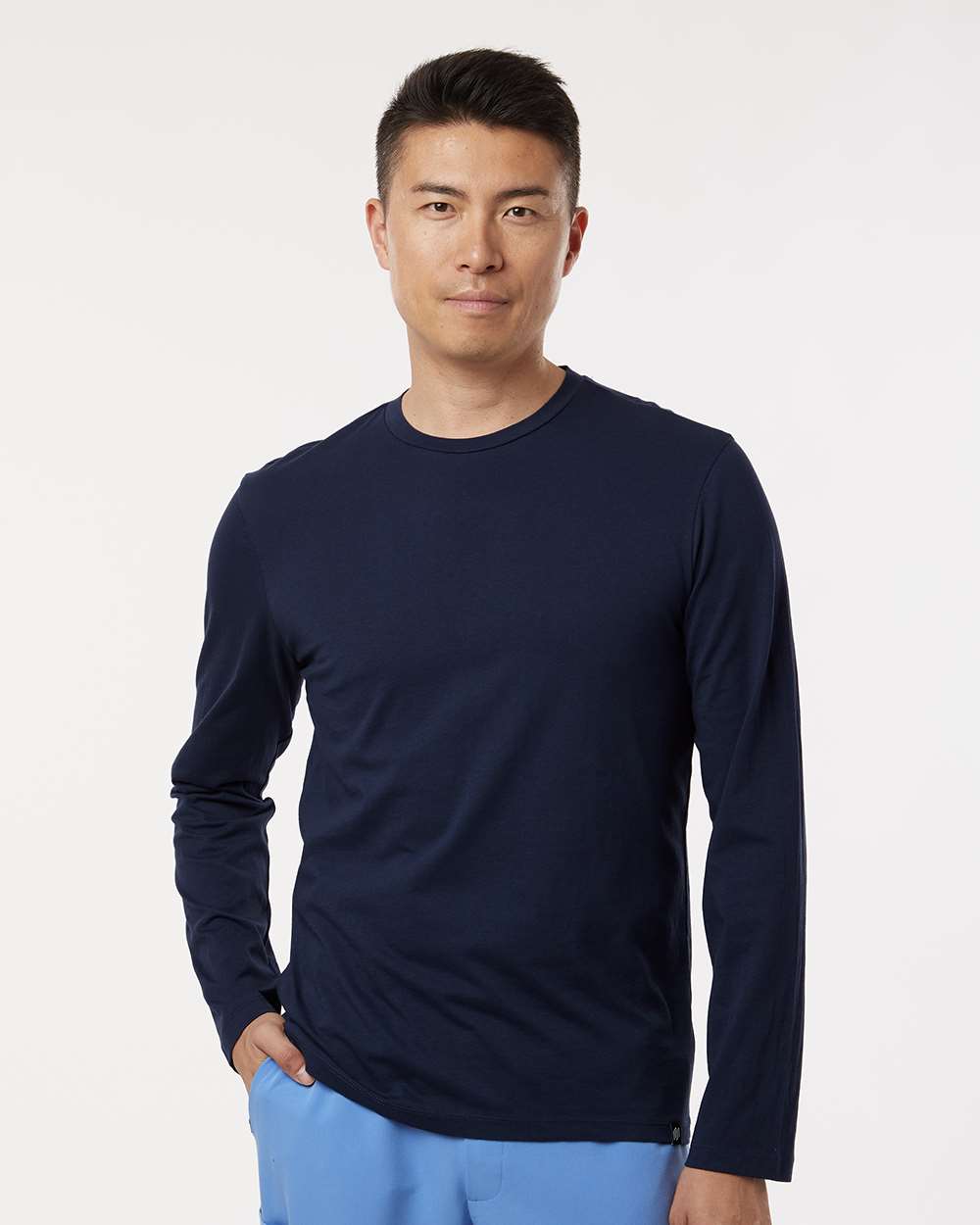 Men's RegenX Cotton Underscrub Long Sleeve T-Shirt - OnModelFront - B00445652 - Midnight Navy