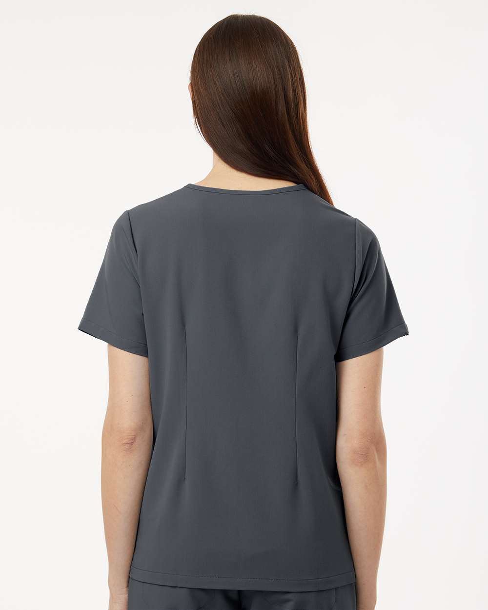 Women's Rhena Essential 1-Pocket Scrub V-Neck Top - OnModelBack - B00645091 - Carbon Grey