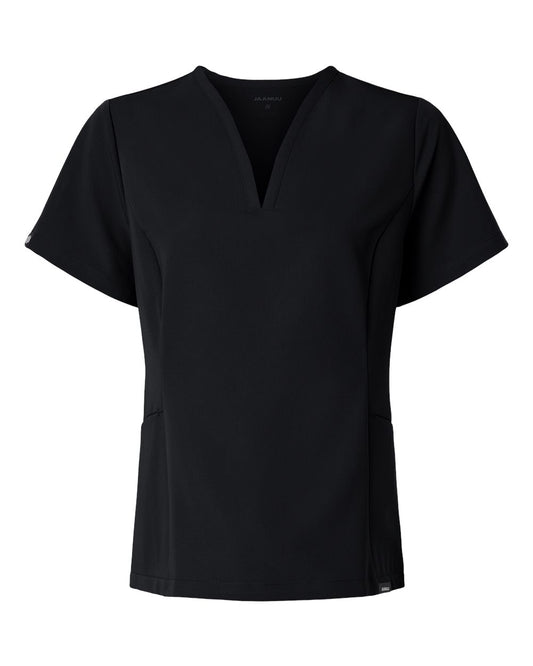 Women's Calix Fit & Flare Scrub V-Neck Top - Front - B00745501 - Black