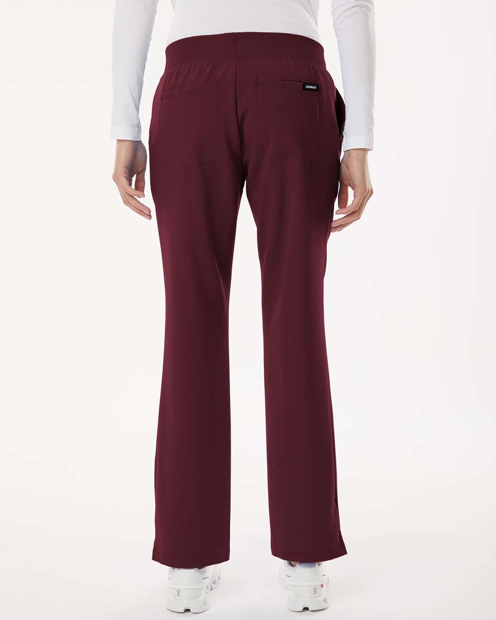 Women's Xenos Essential Knit-Waist Scrub Pants - OnModelBack - B00845521 - Burgundy