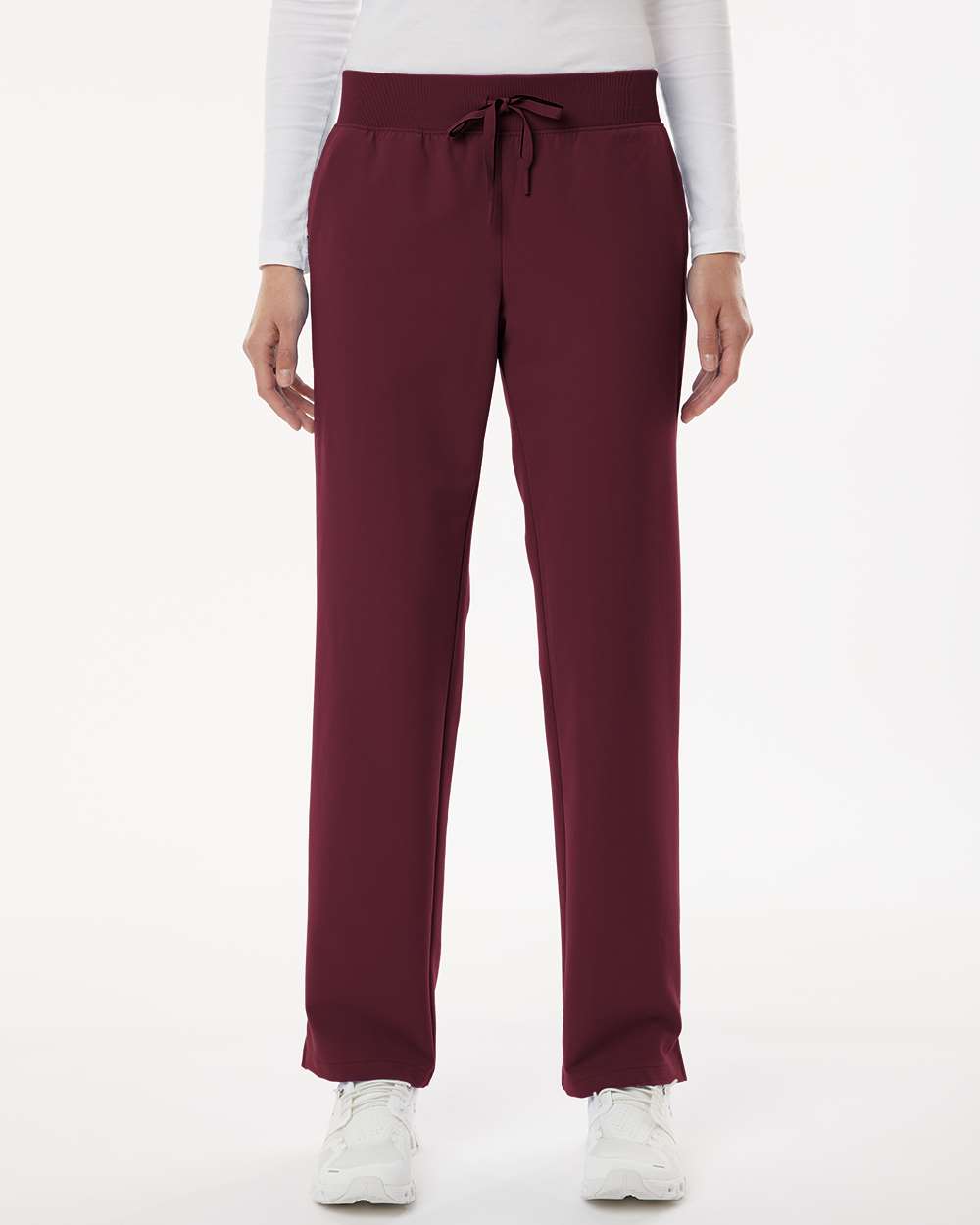 Women's Xenos Essential Knit-Waist Scrub Pants - OnModelFront - B00845521 - Burgundy