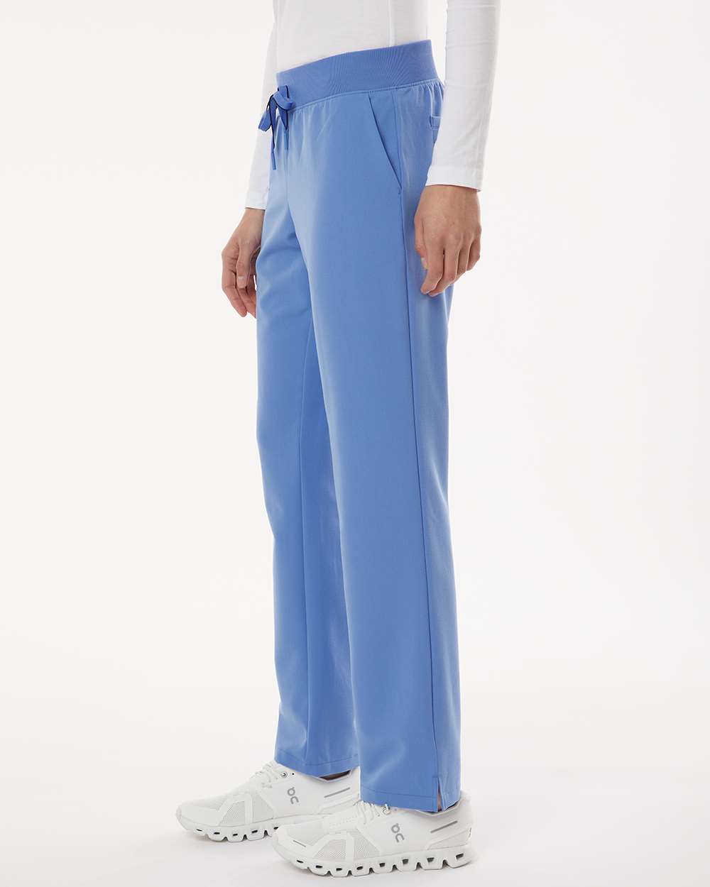 Women's Xenos Essential Knit-Waist Scrub Pants - OnModelSide - B00845251 - Ceil Blue