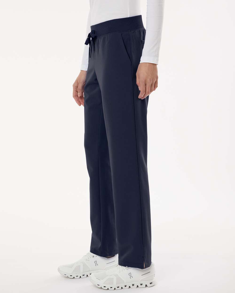 Women's Xenos Essential Knit-Waist Scrub Pants - OnModelSide - B00845651 - Midnight Navy