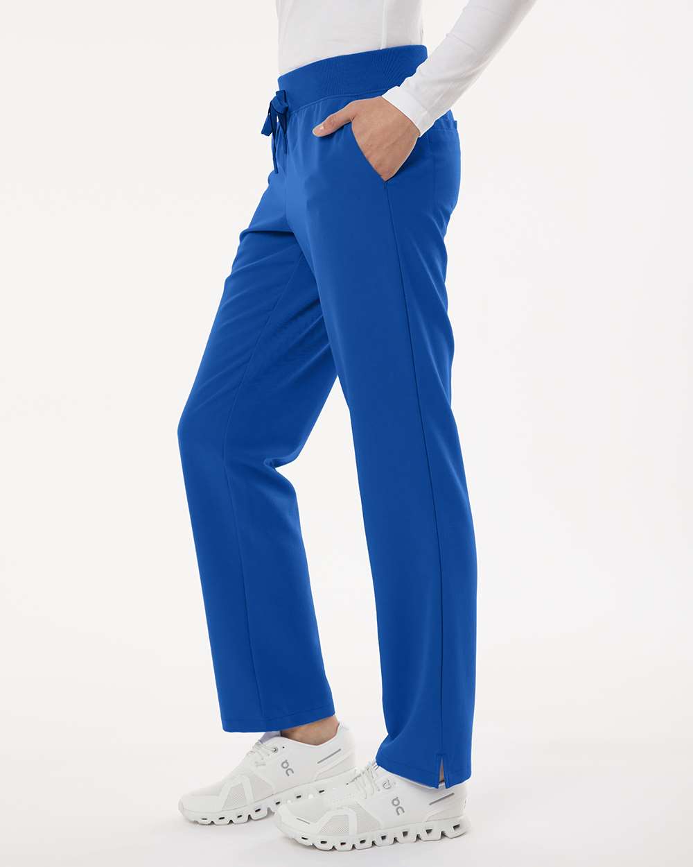 Women's Xenos Essential Knit-Waist Scrub Pants - OnModelSide - B00845751 - Royal Blue