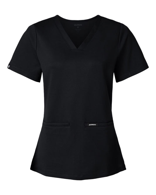 Women's Cesi Ultrasoft Scrub V-Neck Top - Front - B01145501 - Black