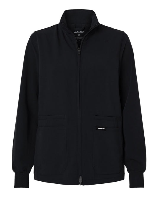 Women's Ceri Essential Full-Zip 6-Pocket Scrub Jacket - Front - B01345501 - Black