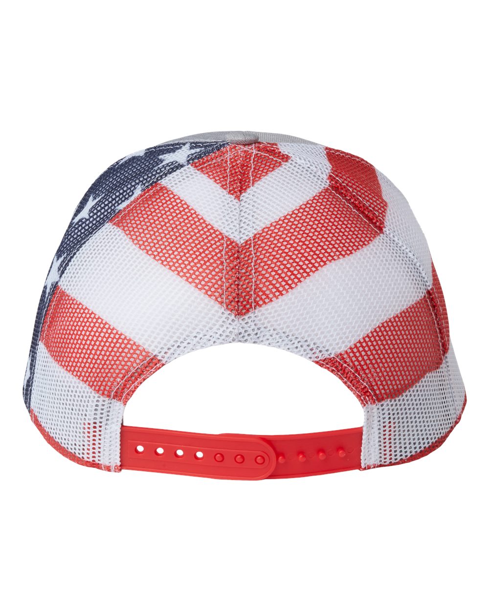 Printed Mesh Trucker Cap - Back - B93195110 - Heather Grey/ USA Flag
