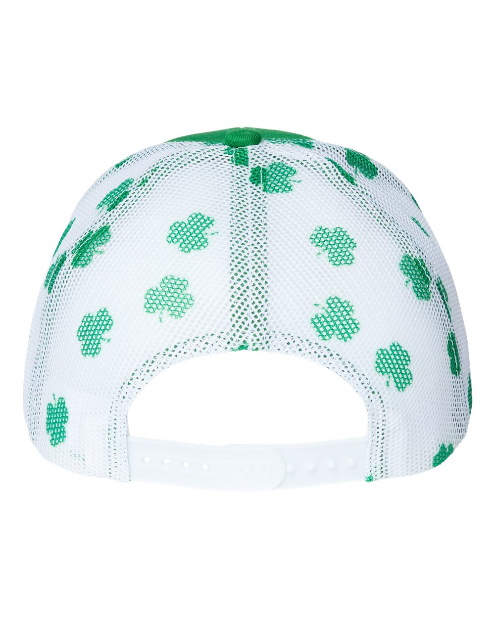 Printed Mesh Trucker Cap - Back - B93195170 - Kelly Green/ White/ Clover