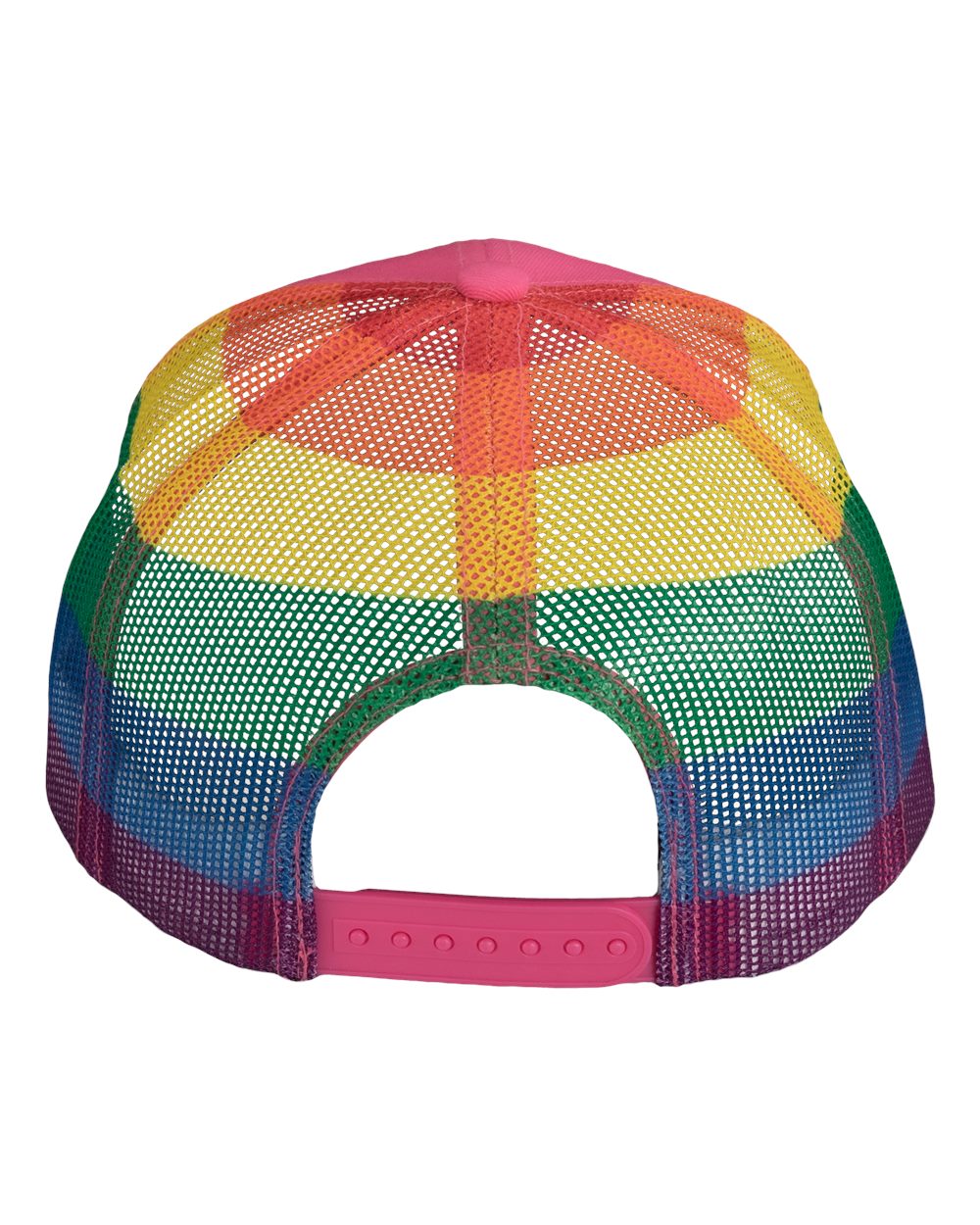 Printed Mesh Trucker Cap - Back - B93195300 - Hot Pink/ Rainbow