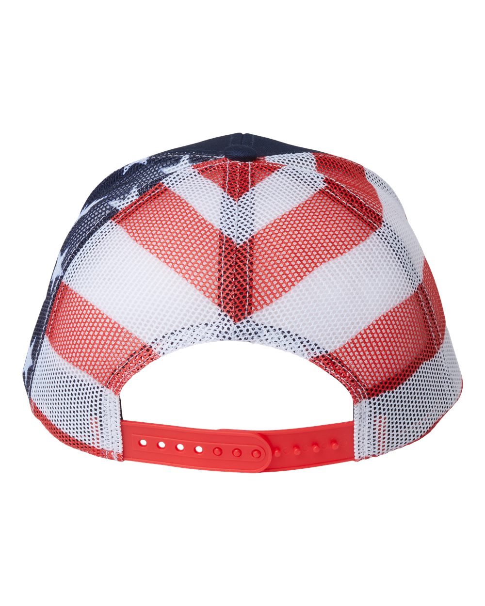 Printed Mesh Trucker Cap - Back - B93195650 - Navy/ USA Flag
