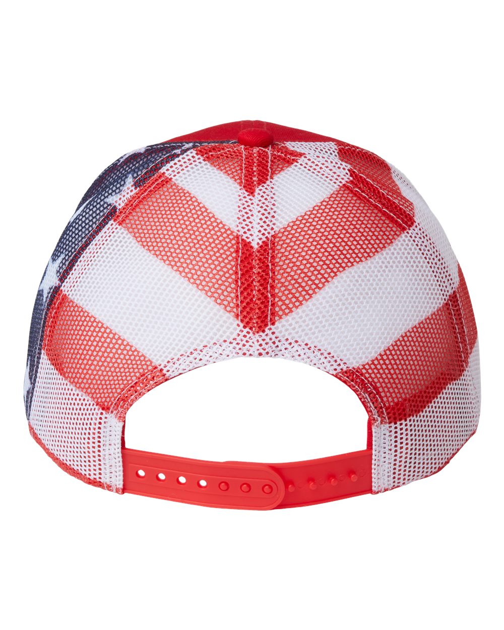 Printed Mesh Trucker Cap - Back - B93195700 - Red/ USA Flag