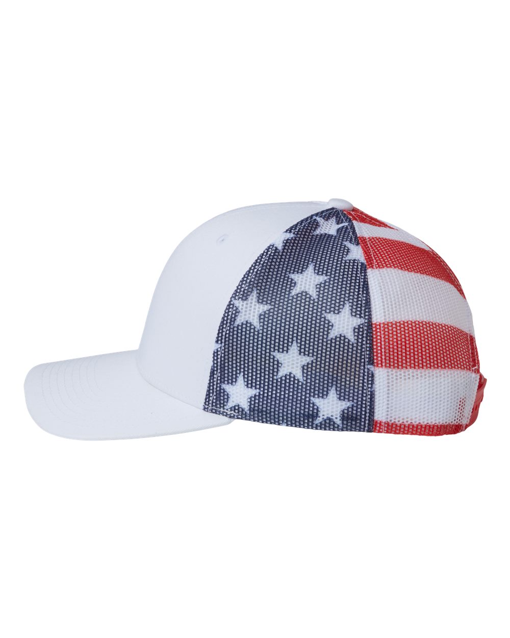 Printed Mesh Trucker Cap - DirectSide - B93195000 - White/ USA Flag
