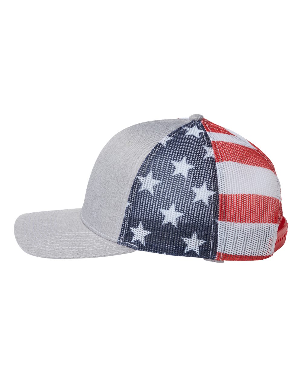 Printed Mesh Trucker Cap - DirectSide - B93195110 - Heather Grey/ USA Flag