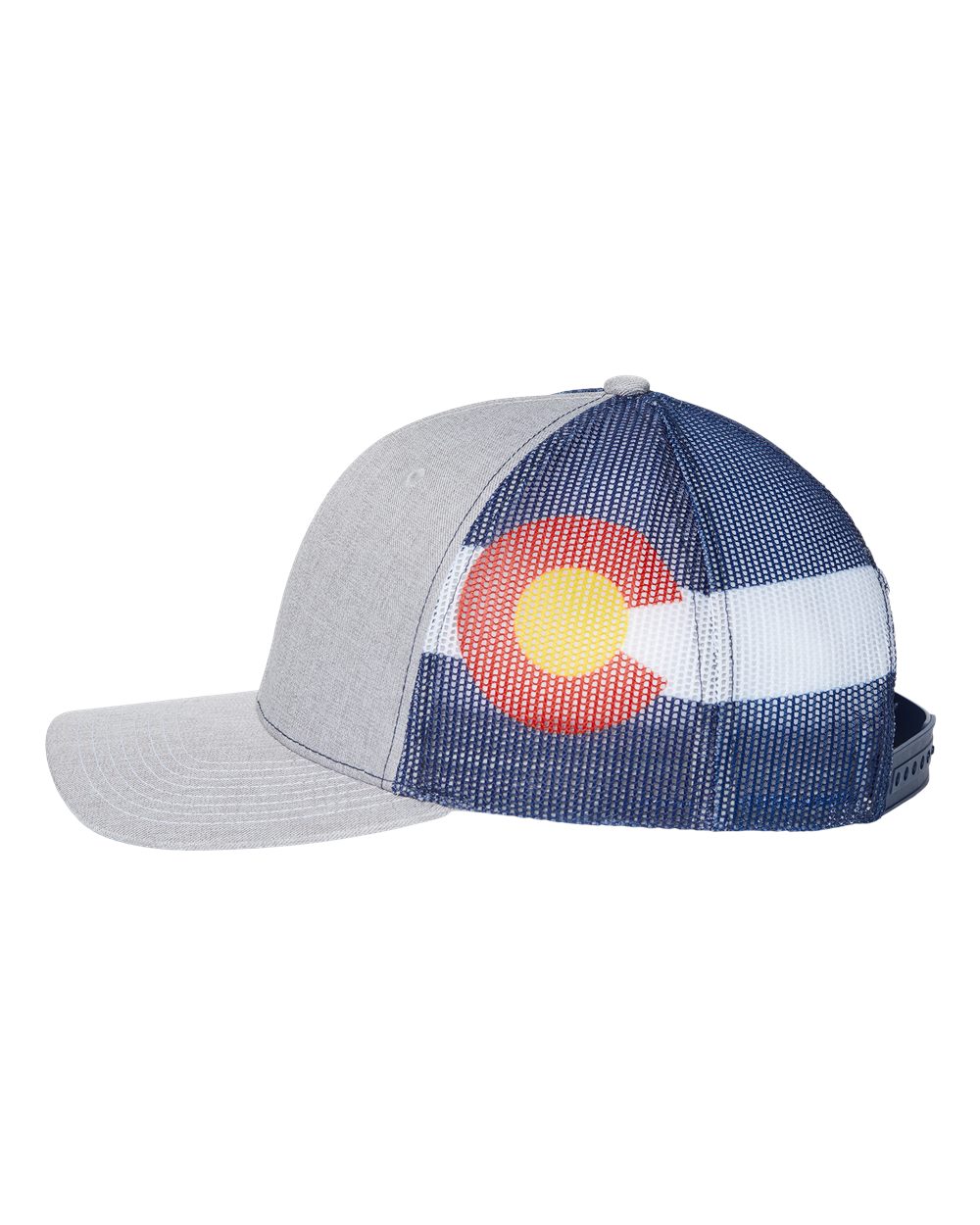 Printed Mesh Trucker Cap - DirectSide - B93195130 - Heather Grey/ Colorado Flag