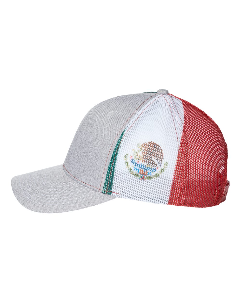 Printed Mesh Trucker Cap - DirectSide - B93195140 - Heather Grey/ Red/ Mexico Flag