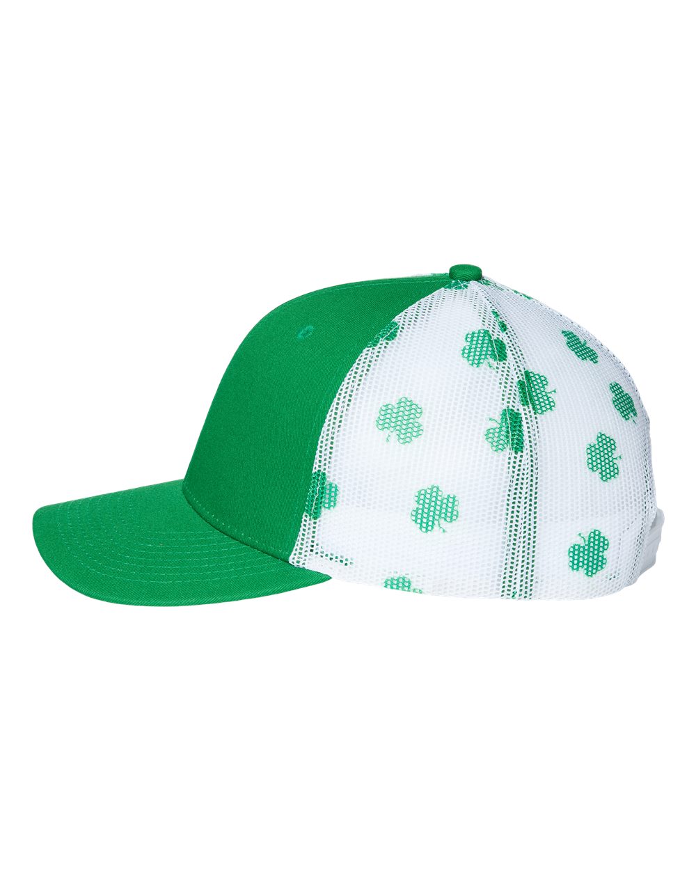 Printed Mesh Trucker Cap - DirectSide - B93195170 - Kelly Green/ White/ Clover