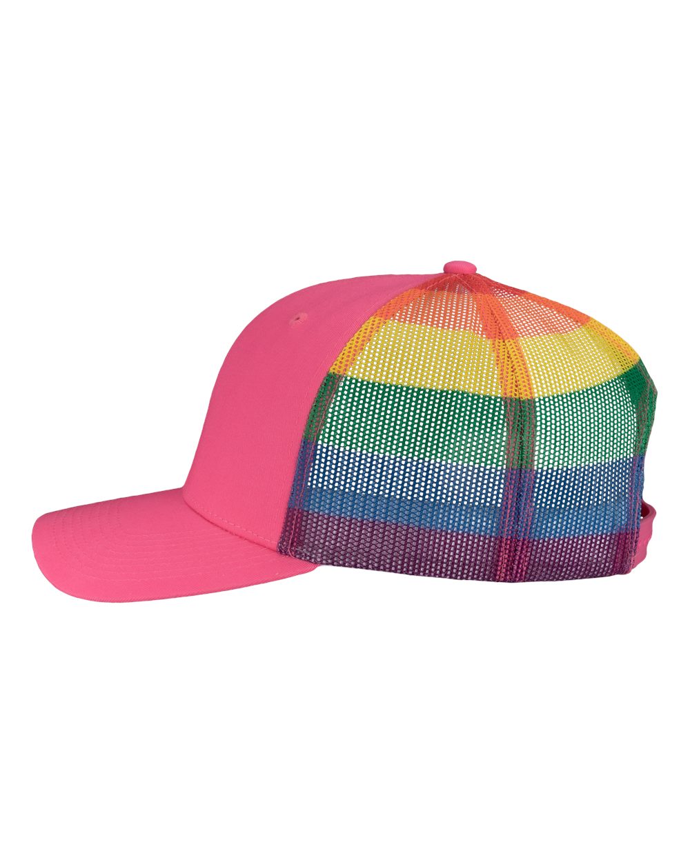 Printed Mesh Trucker Cap - DirectSide - B93195300 - Hot Pink/ Rainbow